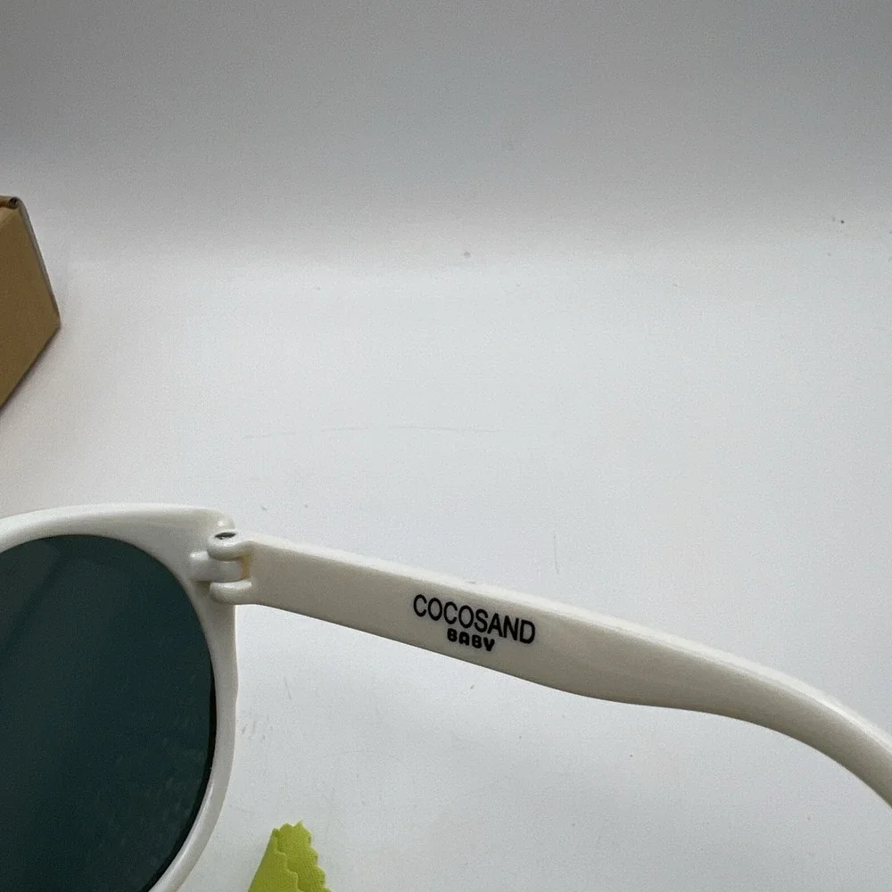 COCOSAND White Cateye Baby Sunglasses with Pink Strap